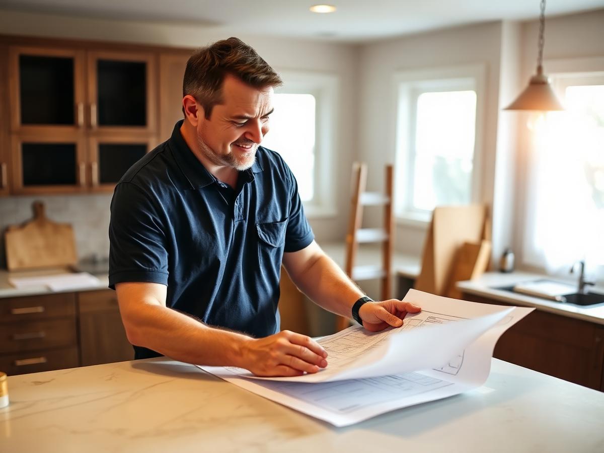 B&B Remodeling owner reviewing plans